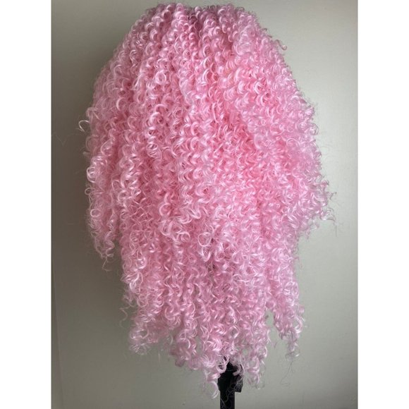 Short Pink Wig,Afro Kinky Curly Lace Wig - Picture 4 of 10